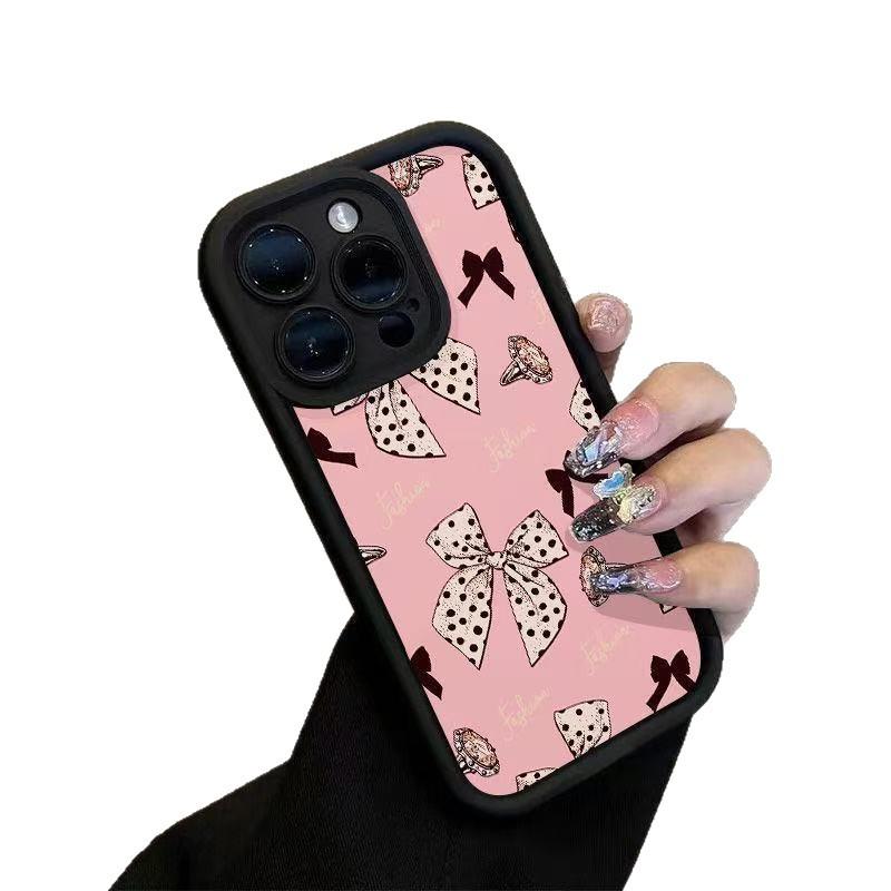 Black Spot Bow Is Suitable for Iphone16pro Mobile Phone Case 11 Apple 15 Foreign Trade 14/13promax New 12.