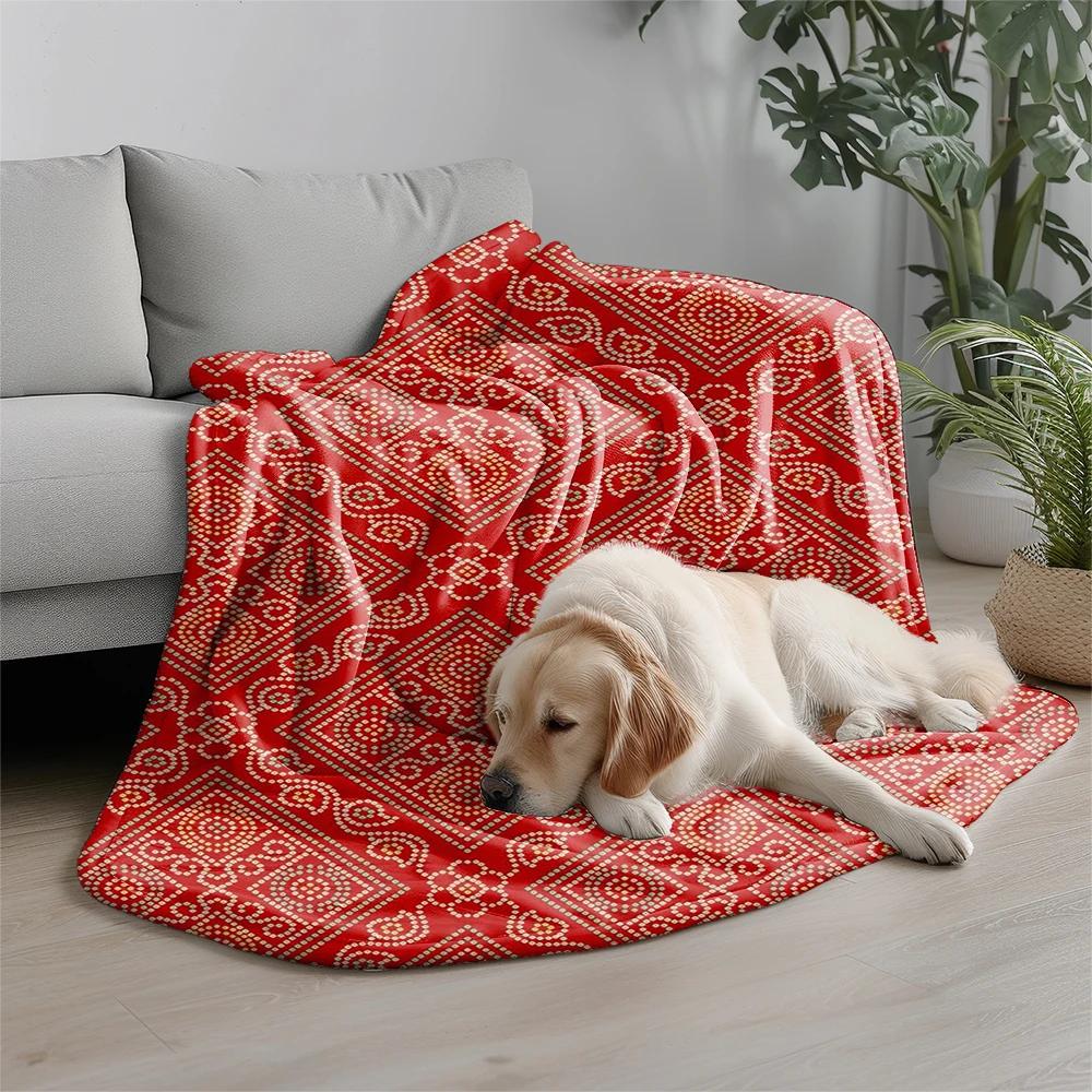 Gemusterte Rote Decke Mikrofaser Flanell Überwurfdecke Schlafzimmer Wohnzimmer Sofa Weich Und Bequem Heimdekoration