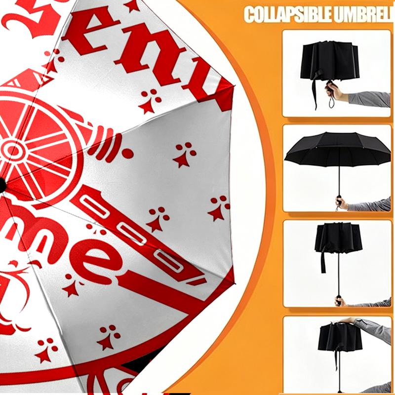Custom Name Personalized Football Team F.C Print Umbrella, Auto Open Close, 8‑Rib Sturdy Frame, Commute Camping Hiking Use, Birthday Gift