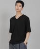 Seinteukeulu Plain V-Neck 16S Cotton Knee-Length Short Sleeve T-Shirt V-8A01 Black