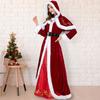 Vánoční kostým s velkým lemem Lehký klasický červený bílý patchwork Santa Claus Queen Cosplay Festival Oblečení Měkké