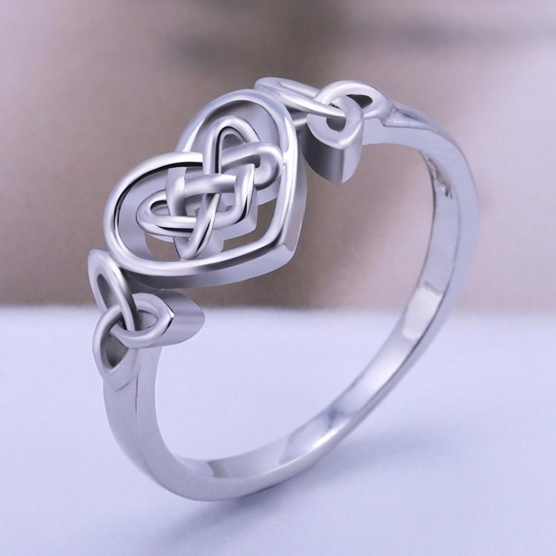 Celtic Knot Heart Design Ring Fashion Simple Eternity Wedding Band Jewelry Gift For Women Birthday Valentine's Day Anniversary