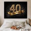2D Black Gold 40th Birthday Backdrop Glitter Photography Background