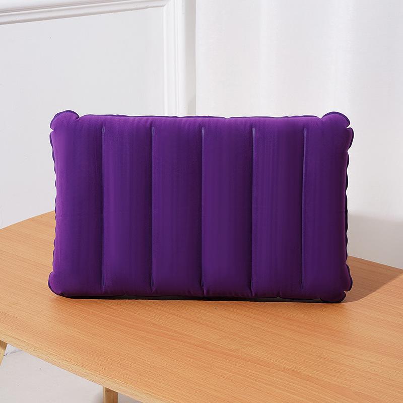 Inflatable Pillow Ultra Soft Flocked PVC Ergonomic Neck Support Foldable for Airplane Travel Camping Hiking