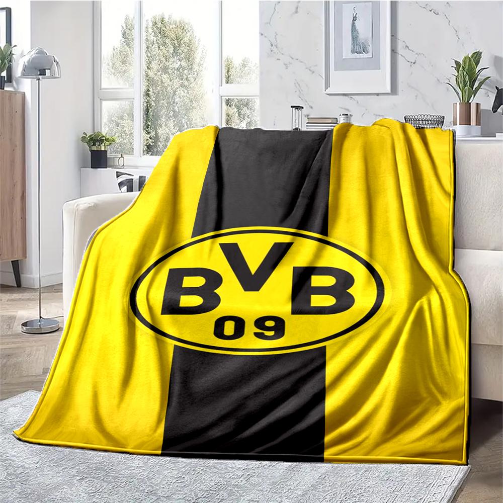 Borussia Dortmund Thema Bedruckte Decke - Perfekt für Sofa, Bett, Reisen & Outdoor-Nutzung | Maschinenwaschbar, Gemütlich & Langlebig.