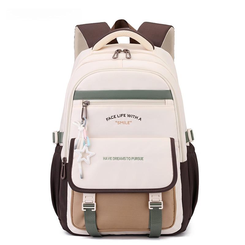 New Simple Letter Portable Travel Backpacks Large Capacity High Value Dirt-resistant Middle School Girls Schoolbag College Student Waterproof Book Bag
