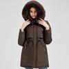 Fashion Winter Coat Female Long Parkas Hooded Faux Fur Collar Detachable Sleeves Loose Thick Warm Women's Jackets