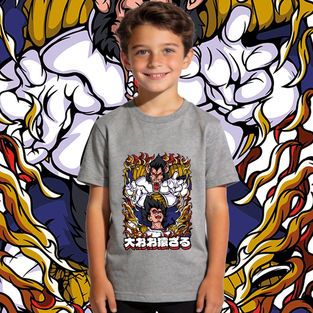 Dbz Vegeta x Great Ape Anime Print Boys Girls Cotton T Shirt Casual Top Soft Breathable Kids Summer Clothes