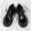 Small Leather Shoes Men'S Formal Business British Derby Feet Wide Big Head Casual Trendy Shoes Glossy Gao Yunhao