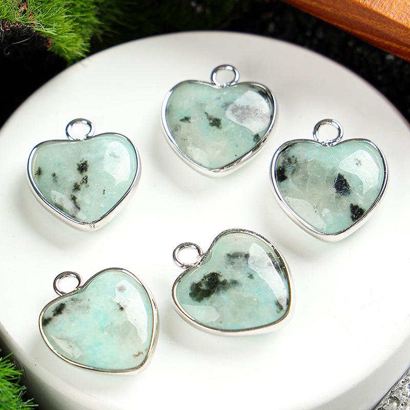 Heart-Shaped 15x19mm Natural Amethyst Agate Jade Bezel Pendant for DIY Jewelry Making