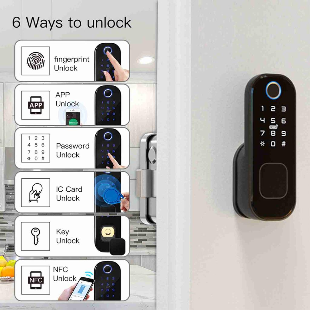 Smart Fingerprint Door Lock APP Timing Electronic Keyless Keypad Entry Door Lock with 6 Unlocking Wa