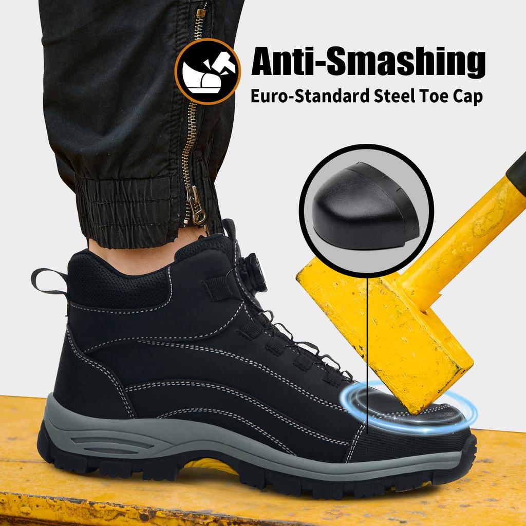 Men's High Top Safety Shoes With Steel Toe Cap Boots Indestructible Shoes Men Work Safety Boots Protective Men's Work Shoes