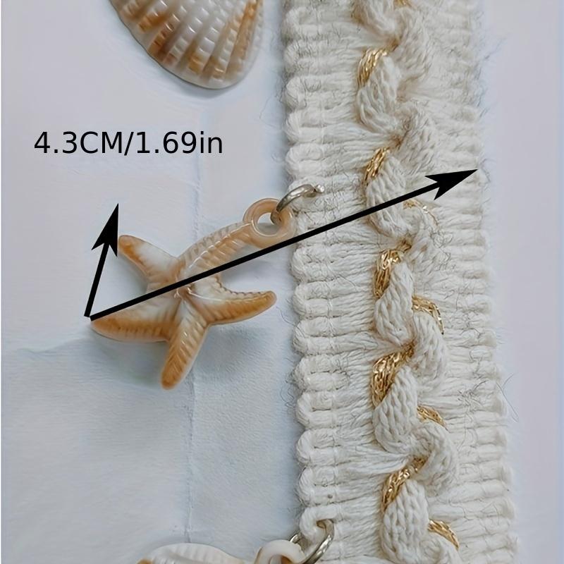 Artificial Shell Embellished Lace Trim Ribbon, 1 Yard, for DIY Sewing Crafts, Bags, Clothing, Hats, Shoes, Hair Accessories - Beige Decorative Band