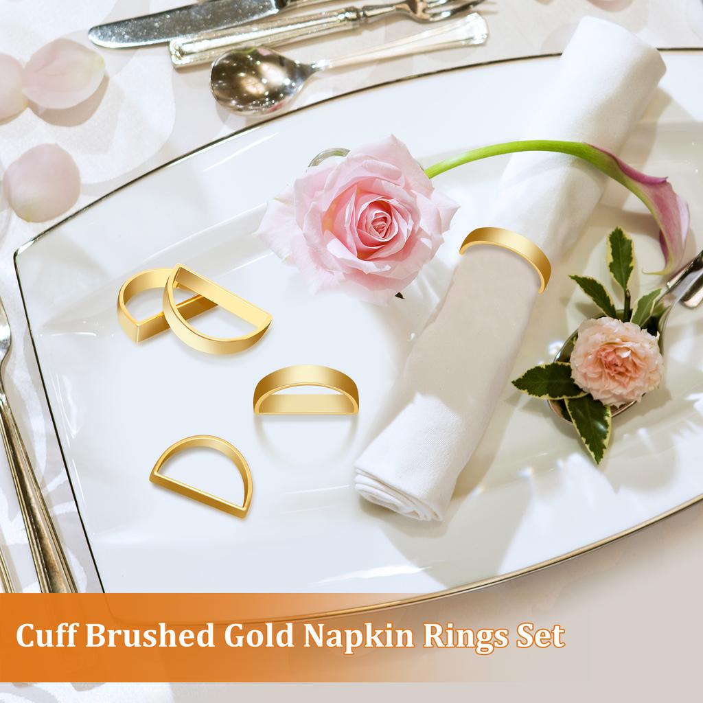 12Pcs Zinc Alloy Napkin Ring D-shaped Gold Napkin Rings Holder Wedding Banquet Birthday Party Dinnig Table Decoration