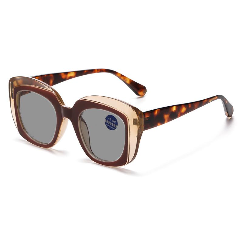 New Large Frame Cat Eye Presbyopia Sunglasses Women's Personalized Color Blocking UV Resistant Glasses Diopter To +4.0