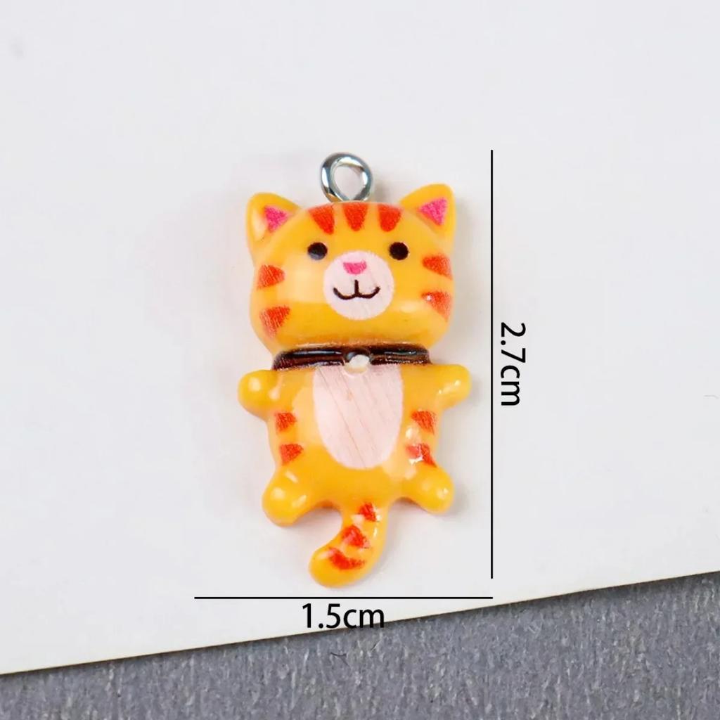 DW08 20 Stück 15x28mm Tollpatschig Entzückende Persönlichkeit Cartoon Niedliches Katzen-Design 3D Harz Tieranhänger DIY Armband Handgemachter Schmuck