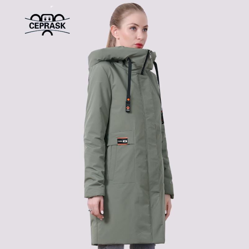 CEPRASK Neue Frühjahr frauen Jacke Lässig Dünne Mode Weiblich Stepp Mantel Herbst Mit Kapuze Lange Parkas Plus Größe Oberbekleidung