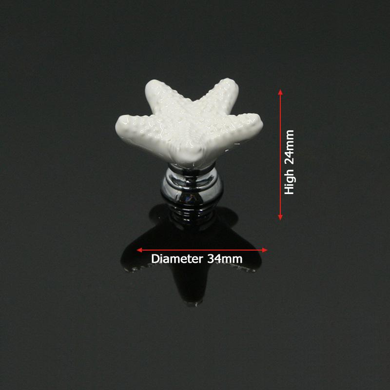 KAK Starfish Ceramic Drawer Knobs Cabinet Pulls Kitchen Handles Cartoon Furniture Handle for Kids Room Furniture Hardware
