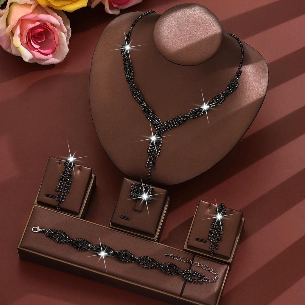 Silberschmuck-Set: Damen-Hochzeitsfotografie-Accessoires mit Halskette & Ohrringen in unabhängiger Verpackung