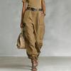 Cargo-Hose Verstellbare Beinöffnungen Volle Knöchellänge Seitentaschen Baggy-Hose Einfarbige Locker geschnittene Streetwear Freizeit-Hose