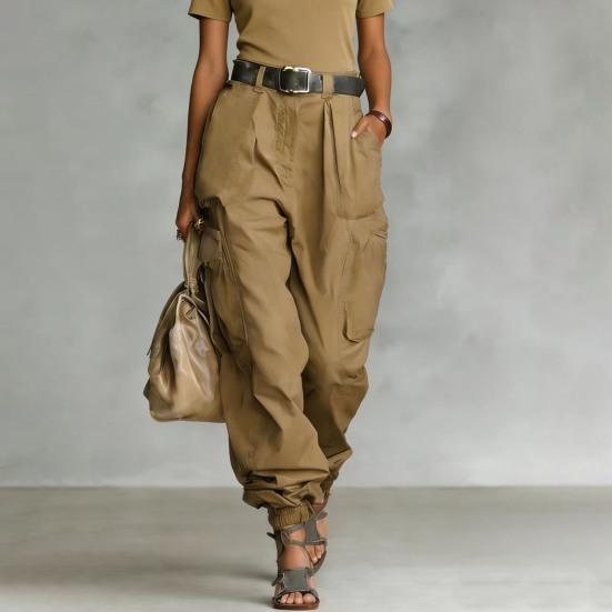 Cargo-Hose Verstellbare Beinöffnungen Volle Knöchellänge Seitentaschen Baggy-Hose Einfarbige Locker geschnittene Streetwear Freizeit-Hose