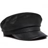 Vintage Genuine Leather Flat Cap: Men's Retro Sheepskin Hat for Spring & Autumn