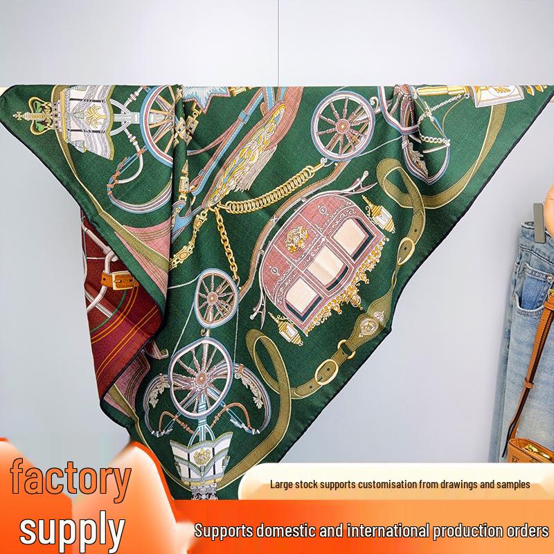 Reversible Mulberry Silk Scarf: Hand-Rolled Edge, Double-Sided Print for Autumn & Winter