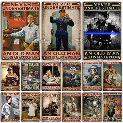 Artisian Job Metal Sign Work Tin Poster Police Accountant Scientist Writer Shoemaker Decorative Plate Wall Decor Garage Bar Pub