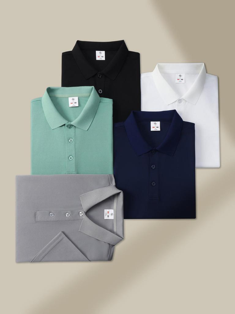 Spring/Summer Unisex Simple Short Sleeve Polo - Men's Solid Color Turn-Down Collar Sports Shirt