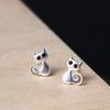 Cute Black Eyes Crystal Cat Stud Earrings for Teens Fashion Jewelry for Daily School Wear Birthday Gift for Girls