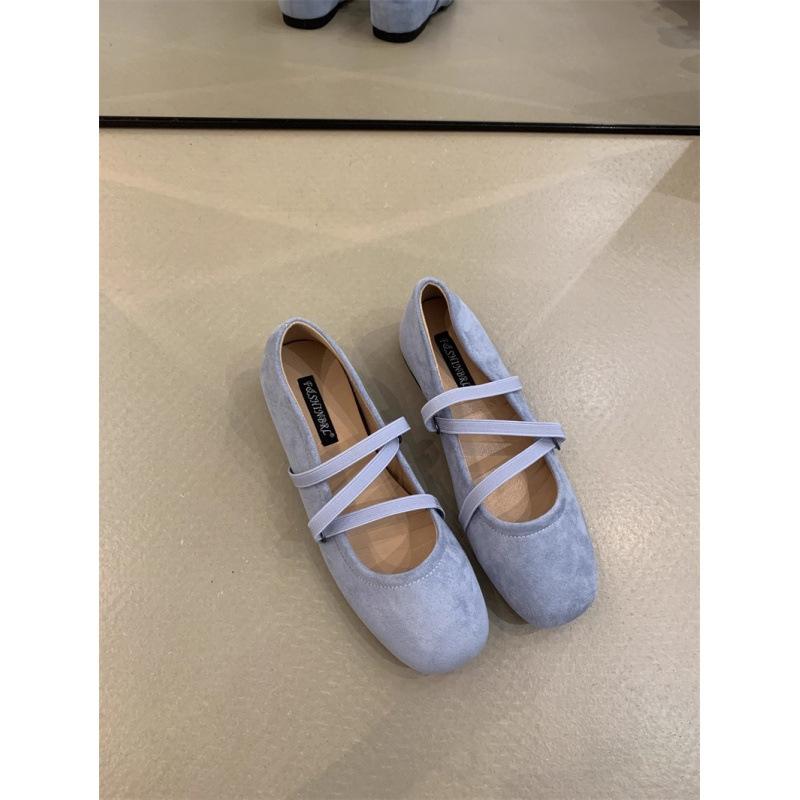 French flat-soled ballet shoes women's gentle shoes with skirt single shoes girl cross-strap Mary Jane shoes