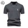 Summer Embroidery Large Pineapple Pattern Woolen Polo Sweater for Men's Business, Seagull Collar, Men's Short Sleeve Sweater
