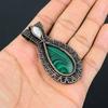 Malachite & Moonstone Gemstone Pendant Handmade Jewelry, 999 Copper Wire Wrapped Pendant Jewelry