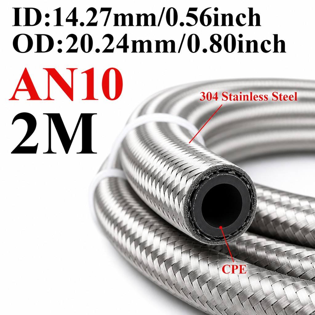 AN4 AN6 AN8 AN10 AN12 Universal Stainless Steel Braided Rubber Fuel Hose Oil Gas Cooler Line Pipe Tube For Car Universal 1M-4M