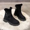 Classics Ankle Boots Shoes Female 2024 Plus Size Modern Women's Boots Women Buckle Round Toe Med Heel Side Zip Warm Shoes Women