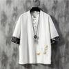 Summer Chinese Style Linen Short-sleeved T-shirt Men's Trend Youth Five-point Sleeve Thin Men's Cotton and Linen Bottoming Shirt