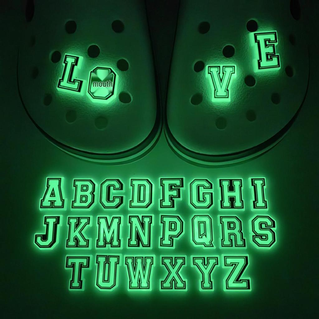 Fluorescent PVC Soft Rubber Clog Shoe Decorations - Letters & Numbers - DIY Accessories