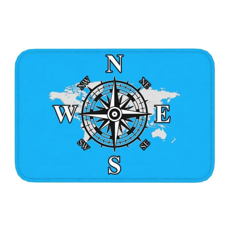 Custom Vintage Nautical Compass Doormat Non-Slip Entrance Kitchen Bath Mats Captain Anchor Boat Living Room Rug Carpet Footpad