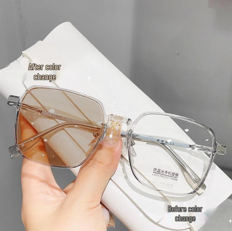 Women's Ultra-light Photochromic Blue Light Glasses - Large Frame, Stylish, Slimming Myopia or Plano Option