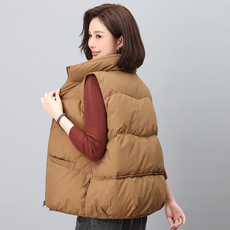 Women's White Duck Down Vest - Autumn/Winter 2024, High-End European Style, Loose Fit for Mom