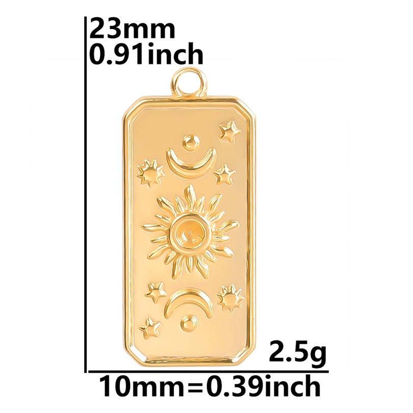 6pcs Real Gold Plated Sun Charms For Jewelry Making Supplies Stainless Steel Charm Pendants Heart Moon Thread Sunshine Material