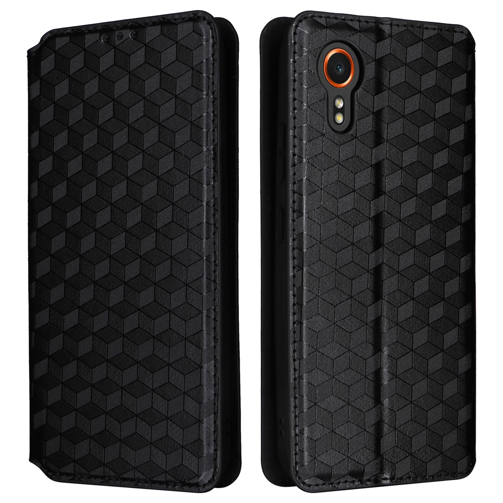 

Для Samsung Galaxy Xcover7 чехол-кошелек с ромбовидным принтом кожаный флип-чехол Black