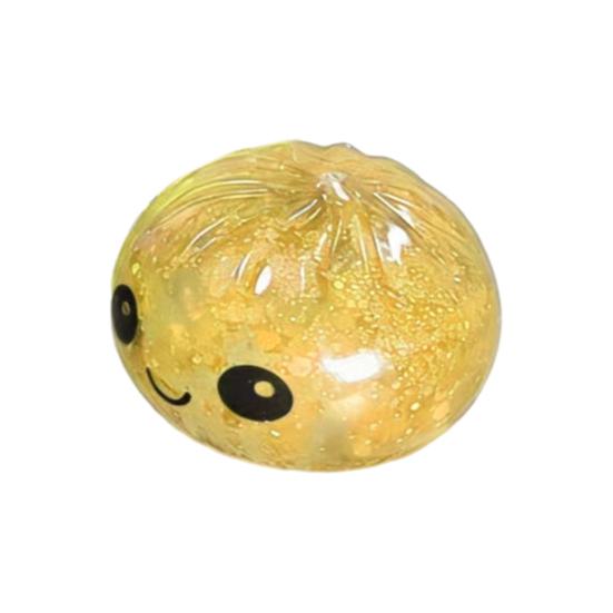 Glitter Dumpling Squeeze Toy Smiling Expression Steamed Bun Fidget Toy Stretchy Decompression Simulation Dough Ball Desk Toy