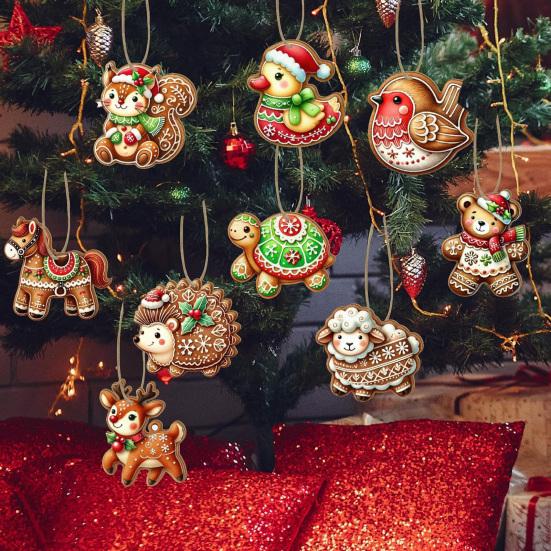 Gingerbread Animal Wooden Ornaments Cookie-Inspired Christmas Tree Hanging Pendants Festive Party Decoration