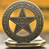 Vintage Bronze Clamshell Pentagram Hollow Carving Male Female Gift Quartz Pocket Watch