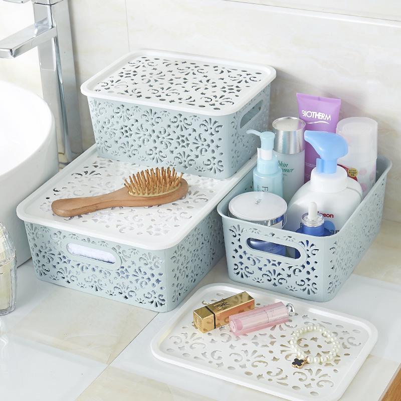 Hollow Desktop Underwear Storage Box with Lid - Plastic Drawer Organizer for Bras & Underwear