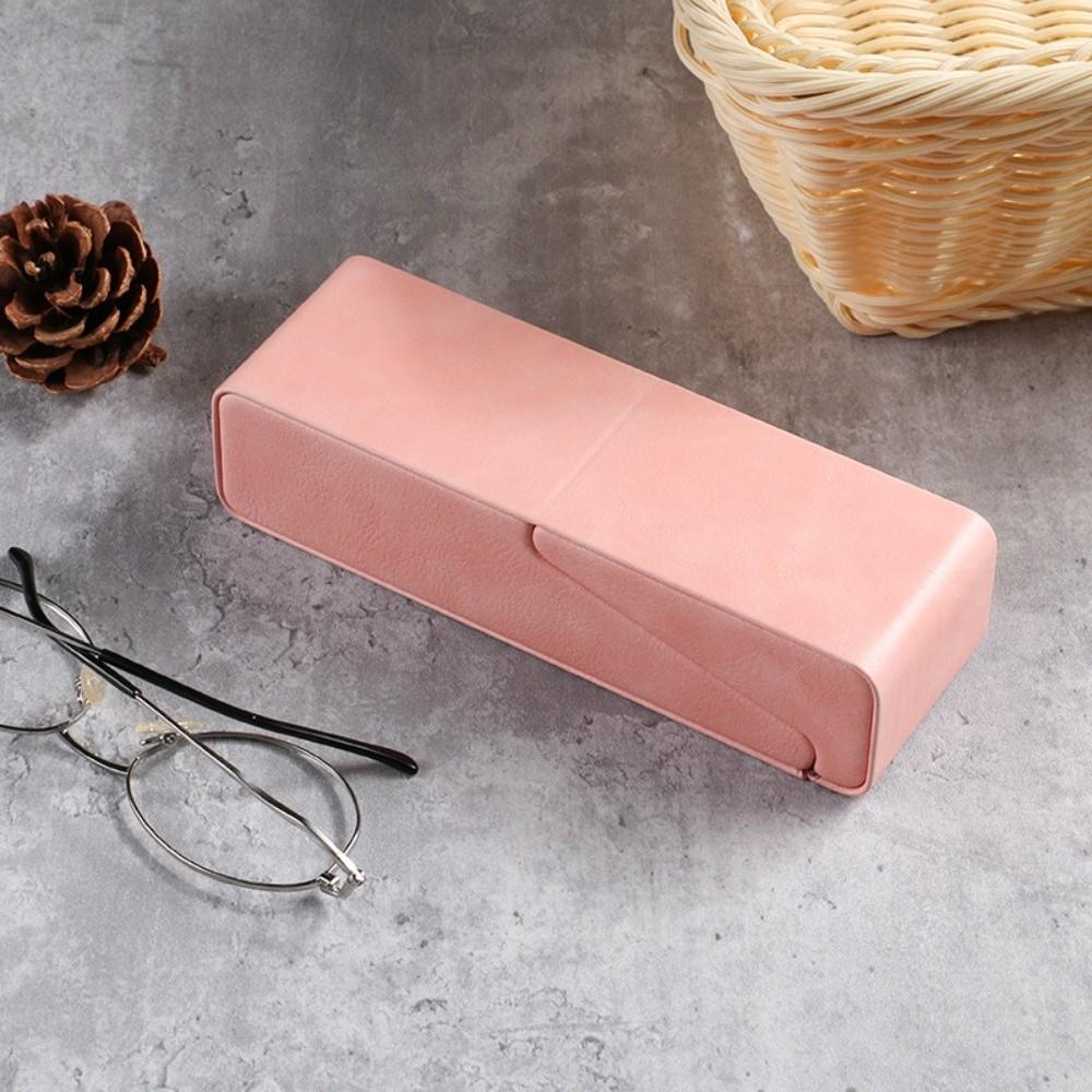 

PU Leather Glasses Storage Case Foldable Sun Glasses Holder Simple Eyewear Storage Box Office розовый