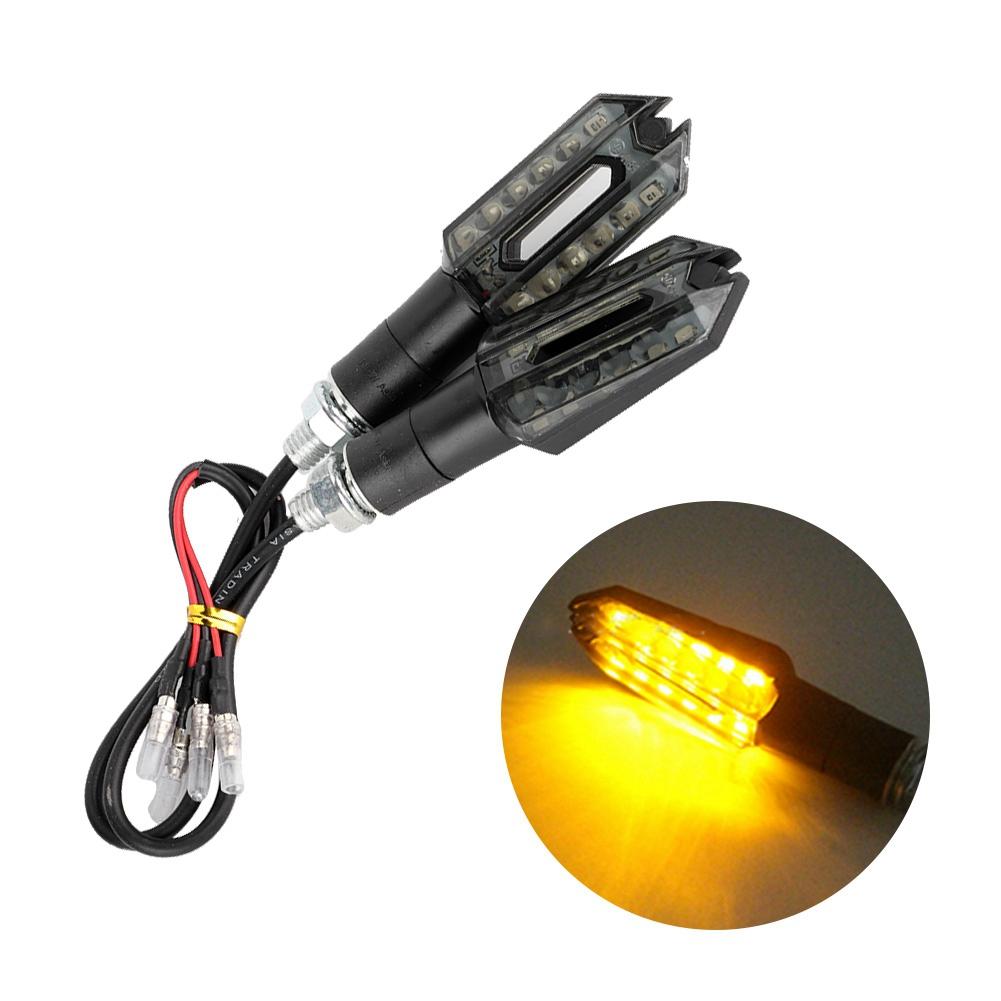 1 Pair Universal LED 12V Motorcycle Turn Signal Lamps Yellow Light Modified Accessories