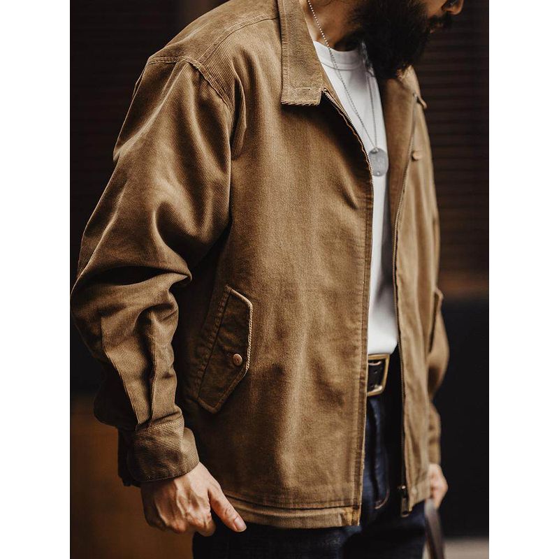 Madden Workwear American Retro Corduroy Harrington G9 Jacket Ame Casual Stand Collar Jacket for Men Spring