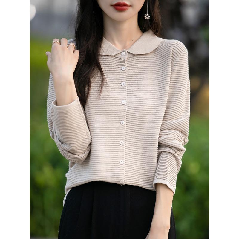 Lapel cardigan jacket long-sleeved batch 24 autumn new women's fine imitation wool knitted sweater